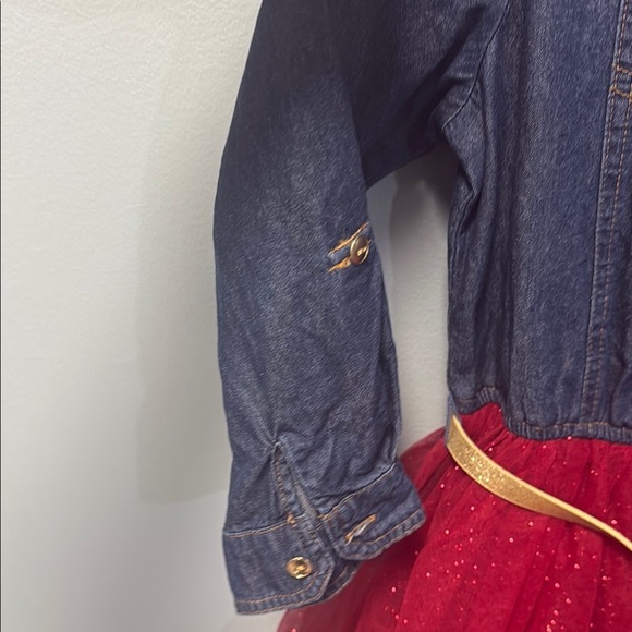 Lilt Blue and Red Jean dress  with Tulle Accents - Picture 7 of 10
